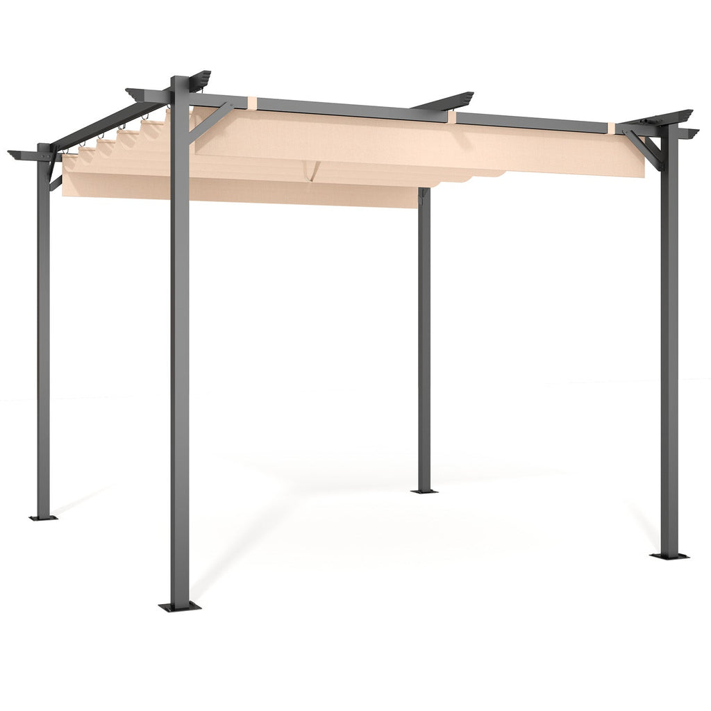 GardenEase Outdoor Retractable Pergola With Canopy 2.4m To 3m - UV Protective Shade And Durable Iron Frame