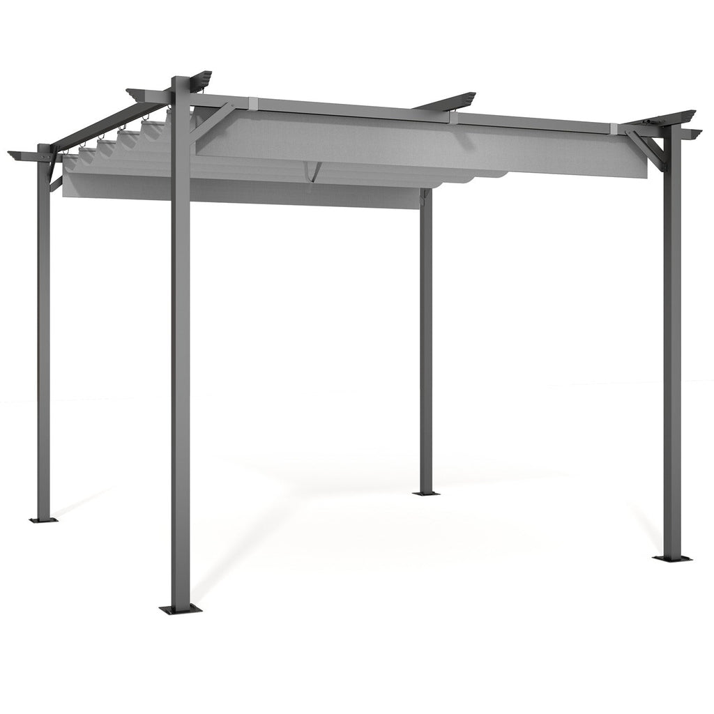 GardenEase Outdoor Retractable Pergola With Canopy 2.4m To 3m - UV Protective Shade And Durable Iron Frame