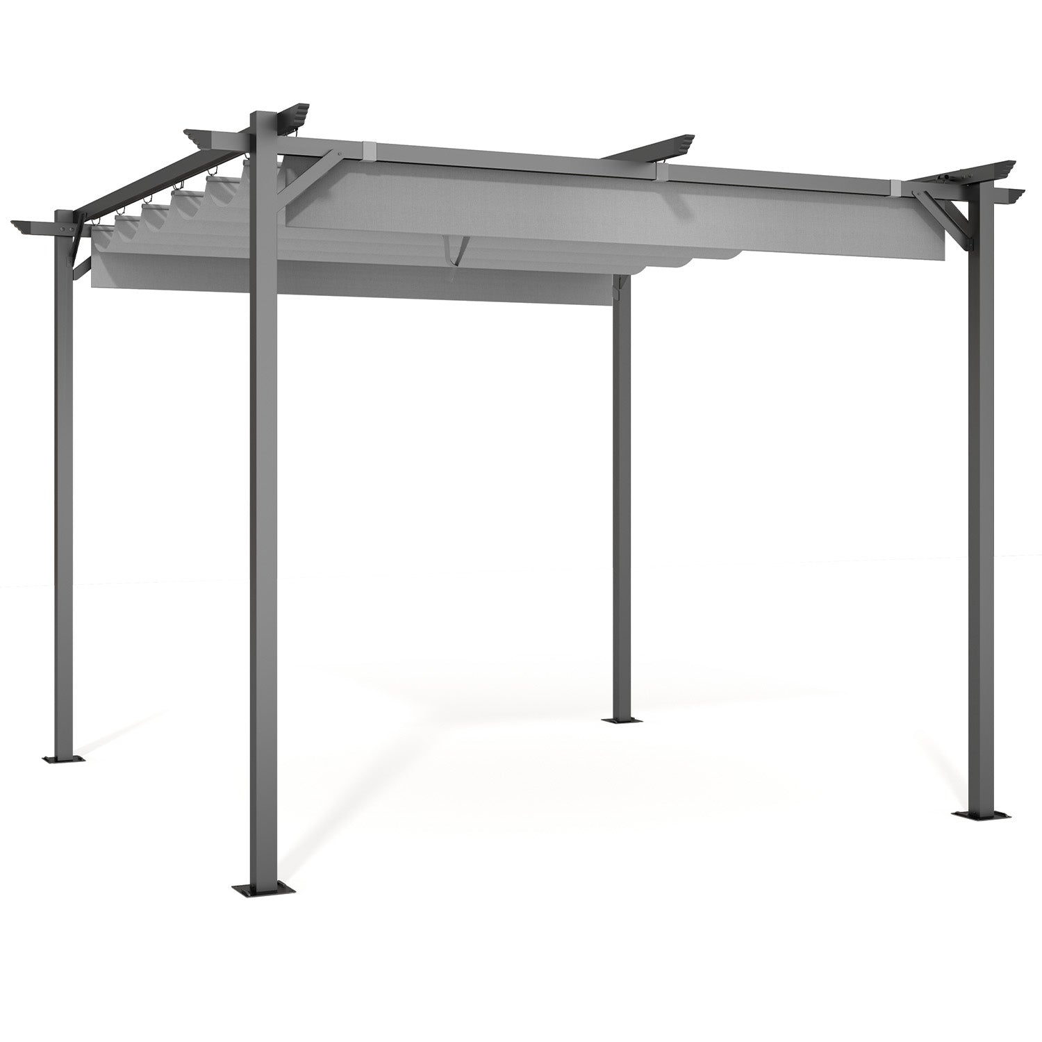 GardenEase Outdoor Retractable Pergola With Canopy 2.4m To 3m - UV Protective Shade And Durable Iron Frame
