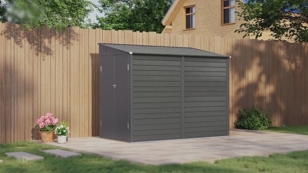 IronGuard Wide Outdoor Lockable Steel Storage Shed - Secure Door And Lean To Roof For Weather Protection