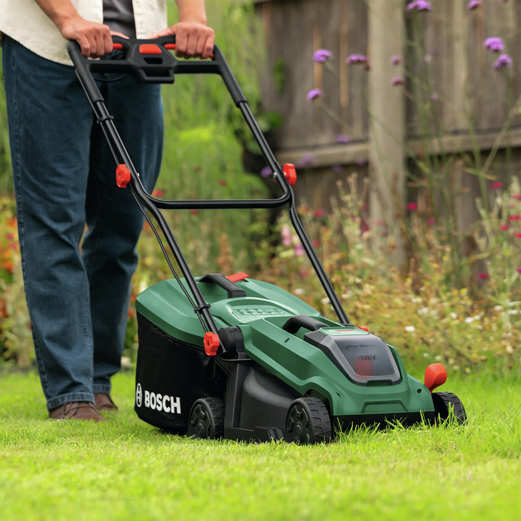 Bosch Rotak 32cm Electric Cordless Rotary Lawnmower 18V - Brushless Motor With Syneon Technology For Efficient Power
