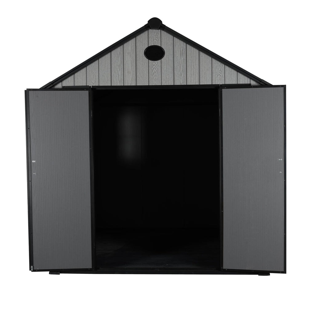 Pro Grade 6ft x 8ft Premium Plastic Double Door Garden Shed - Wood Touch Texture And Maintenance Free