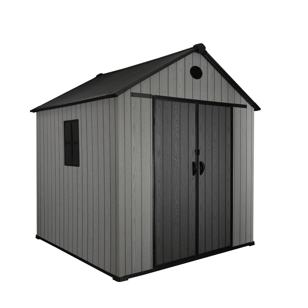 Pro Grade 6ft x 8ft Premium Plastic Double Door Garden Shed - Wood Touch Texture And Maintenance Free