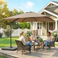 Outsunny Cantilever Parasol 2.4m By 2.4m With Umbrella Weights - UPF50+ UV Protection And Easy Tilt Adjustment