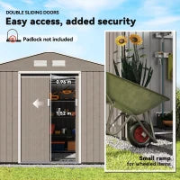 Outsunny 9 X 6ft Steel Garden Shed - Outdoor Storage Tool House With Vents, Foundation And Lockable Double Doors