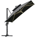 Outsunny 3x3m Aluminum Sun Square Canopy Top - 360 Degree Rotation Crank Parasol With Adjustable Pole Angle