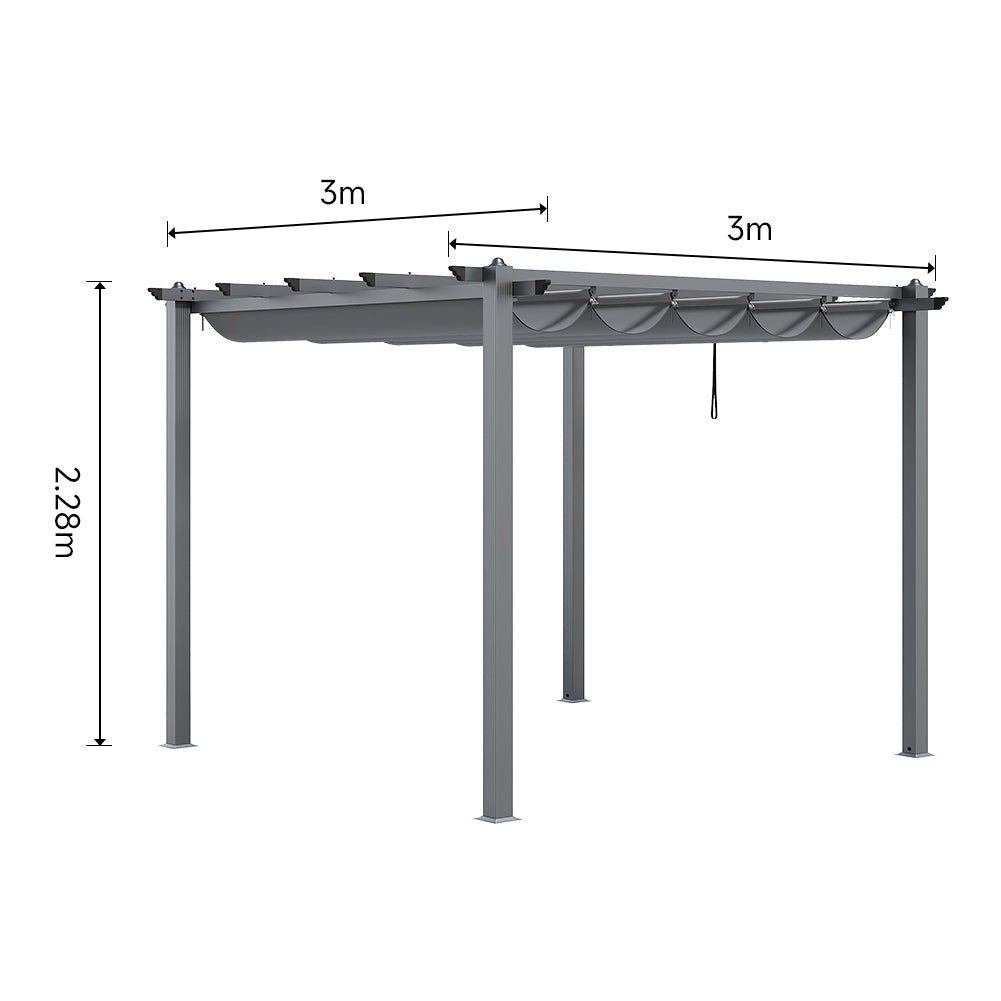 EverGarden Aluminum Framed Garden Pergola With Retractable Canopy - Durable Rust-Resistant Frame