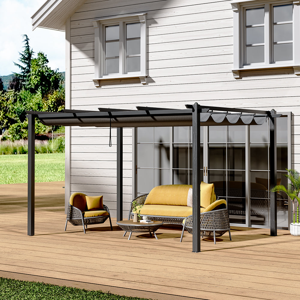 EverGarden Aluminum Framed Garden Pergola With Retractable Canopy - Durable Rust-Resistant Frame