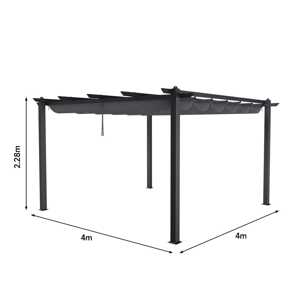 EverGarden Aluminum Framed Garden Pergola With Retractable Canopy - Durable Rust-Resistant Frame