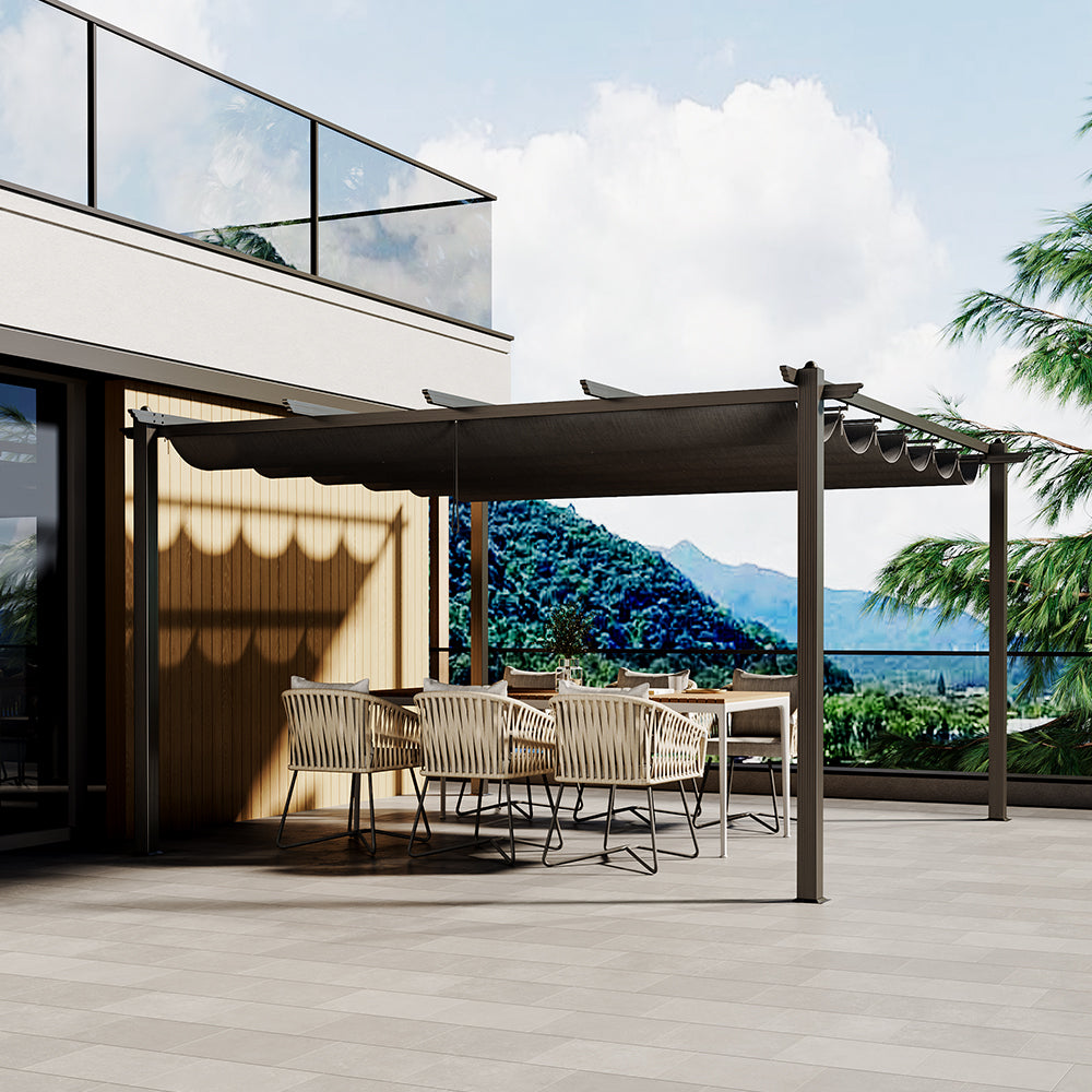 EverGarden Aluminum Framed Garden Pergola With Retractable Canopy - Durable Rust-Resistant Frame