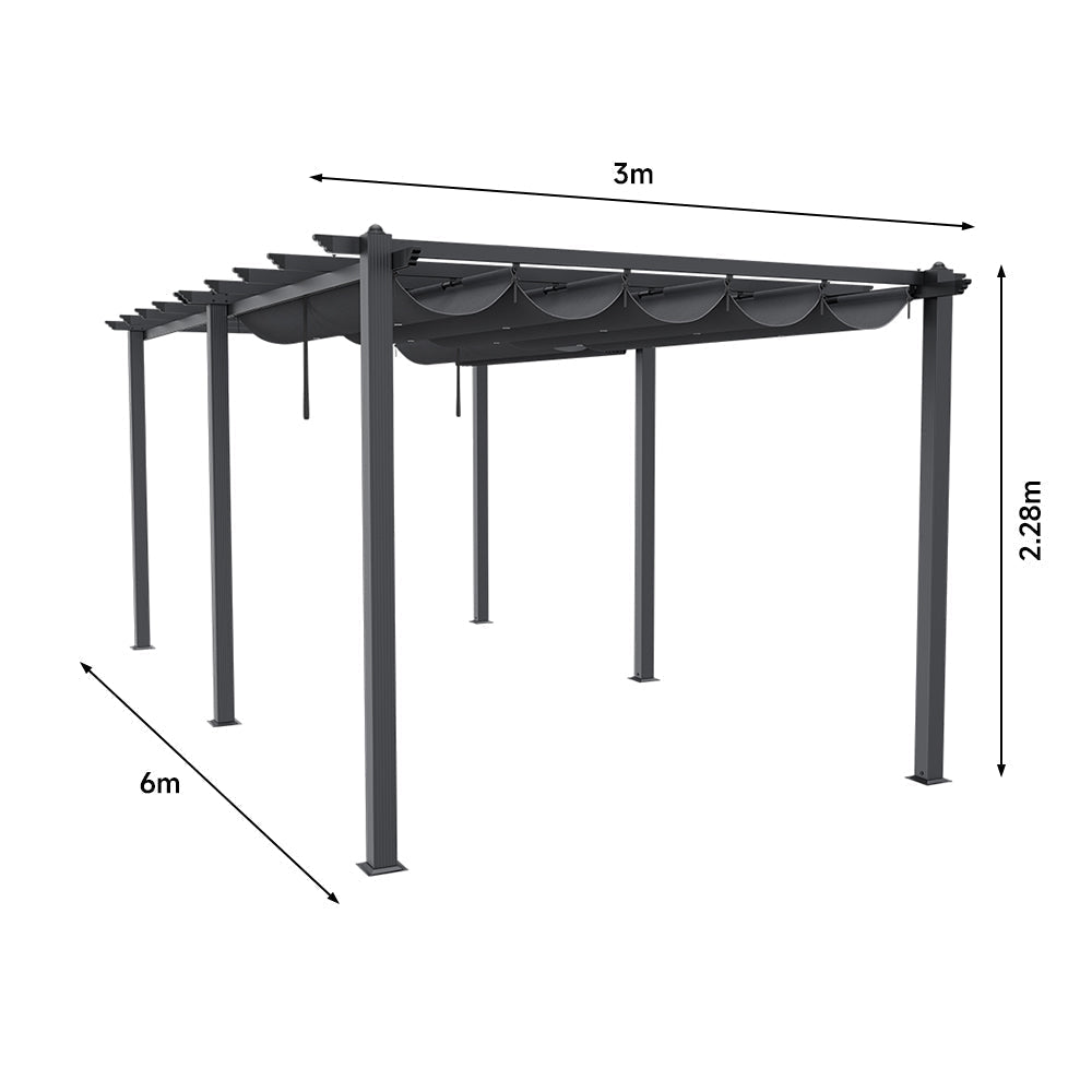 EverGarden Aluminum Framed Garden Pergola With Retractable Canopy - Durable Rust-Resistant Frame
