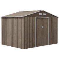 Outsunny 9 X 6ft Steel Garden Shed - Outdoor Storage Tool House With Vents, Foundation And Lockable Double Doors