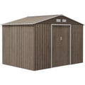 Outsunny 9 X 6ft Steel Garden Shed - Outdoor Storage Tool House With Vents, Foundation And Lockable Double Doors