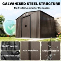 Outsunny 9 x 6ft Metal Garden Shed - Secure Lockable Double Doors And Ventilation Slots With Foundation Kit
