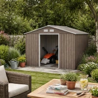 Outsunny 9 X 6ft Steel Garden Shed - Outdoor Storage Tool House With Vents, Foundation And Lockable Double Doors