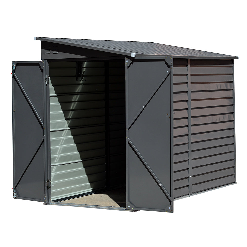 IronGuard Wide Outdoor Lockable Steel Storage Shed - Secure Door And Lean To Roof For Weather Protection