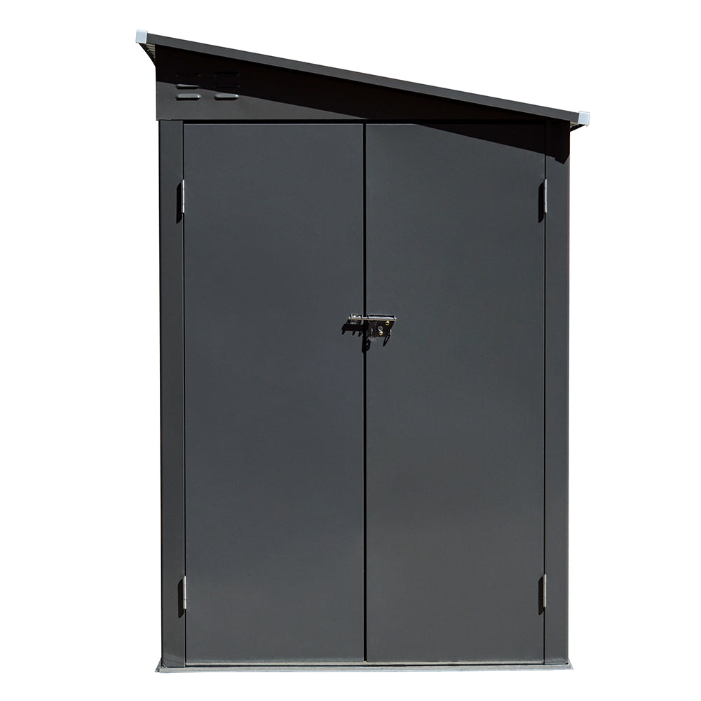 IronGuard Wide Outdoor Lockable Steel Storage Shed - Secure Door And Lean To Roof For Weather Protection