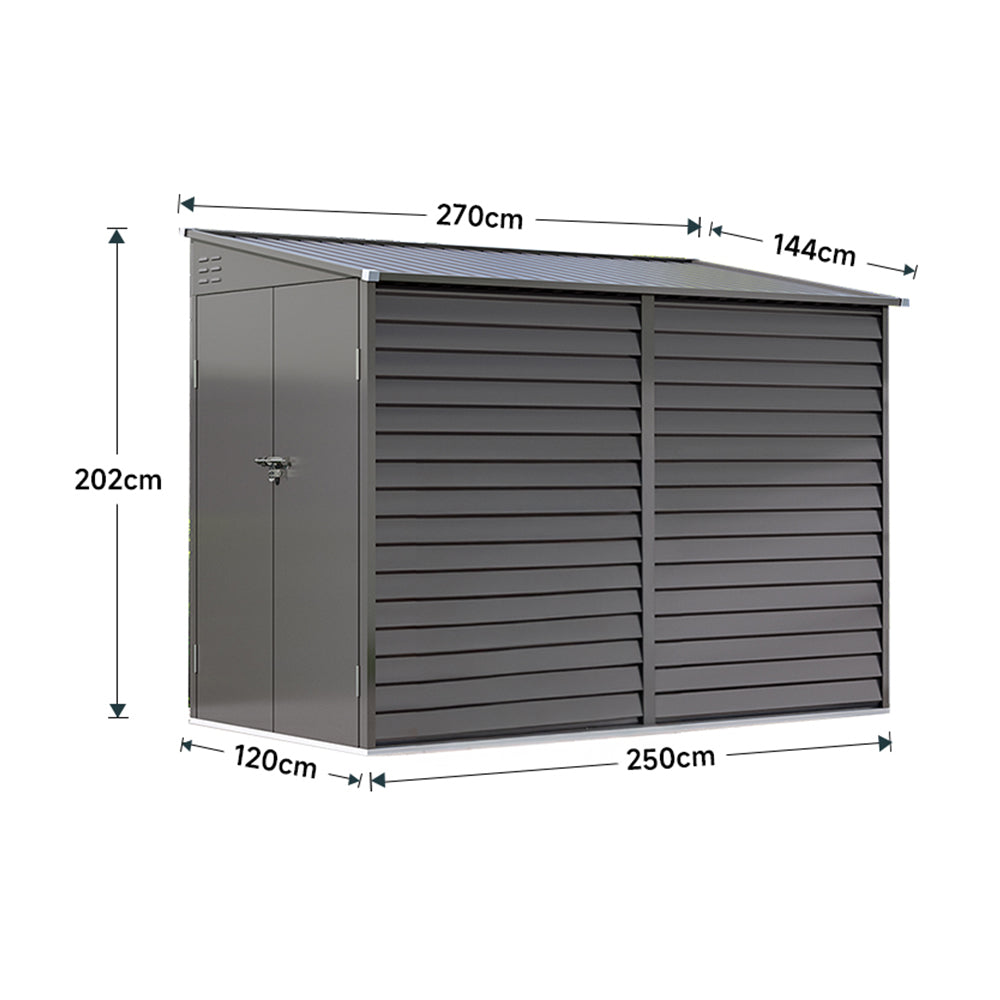 IronGuard Wide Outdoor Lockable Steel Storage Shed - Secure Door And Lean To Roof For Weather Protection