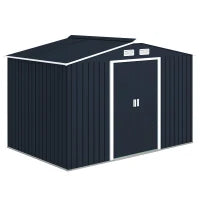 Outsunny 9 x 6ft Metal Bicycle Shed - Outdoor Storage Tool House With Ventilation Slots And Lockable Double Doors