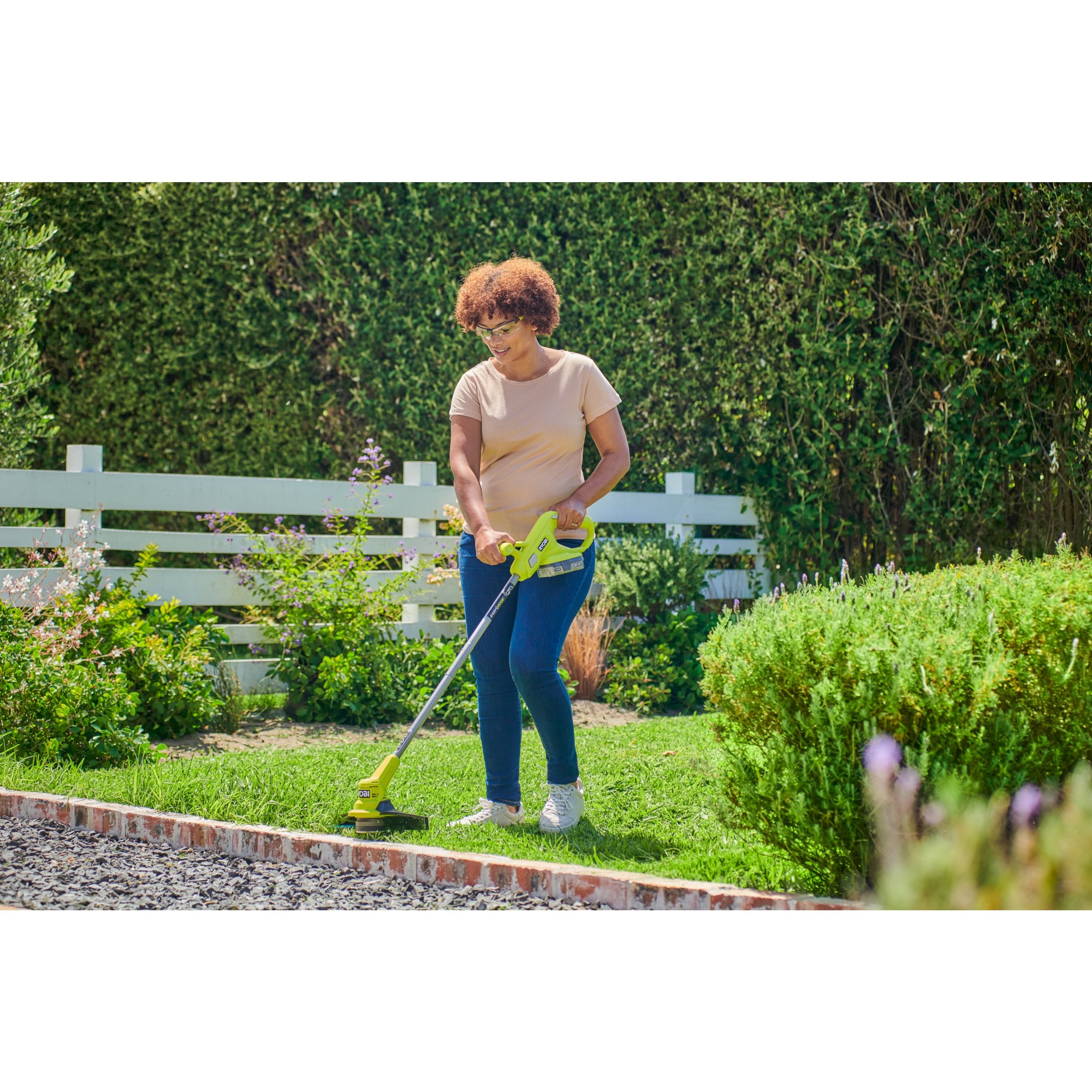 Ryobi ONE+ Cordless Lawn Mower And Grass Trimmer Set With 5-Position Height EasyEdge - 33cm Cut And 5.0Ah Battery