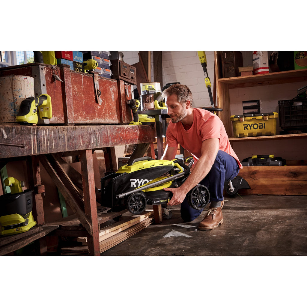 Ryobi ONE+ Cordless Lawn Mower And Grass Trimmer Set With 5-Position Height EasyEdge - 33cm Cut And 5.0Ah Battery