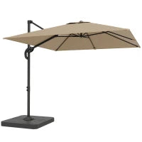 Outsunny Cantilever Parasol 2.4m By 2.4m With Umbrella Weights - UPF50+ UV Protection And Easy Tilt Adjustment