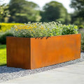 Woven Wood 100cm Corten Steel Trough Planter - Pre-Rusted Finish For Lasting Weather Resistant Outdoor Display