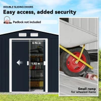 Outsunny 9 x 6ft Metal Bicycle Shed - Outdoor Storage Tool House With Ventilation Slots And Lockable Double Doors