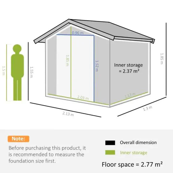 Outsunny 7 X 4ft Lockable Large Metal Garden Shed - Galvanized Steel For Weatherproof Storage