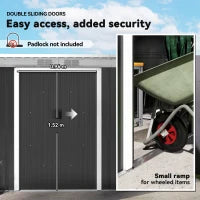 Outsunny 9ft By 4ft Metal Garden Shed With Foundation Kit And Double Doors - Durable Galvanised Steel