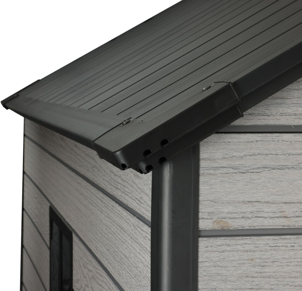 Pro Grade 6ft x 8ft Premium Plastic Double Door Garden Shed - Wood Touch Texture And Maintenance Free