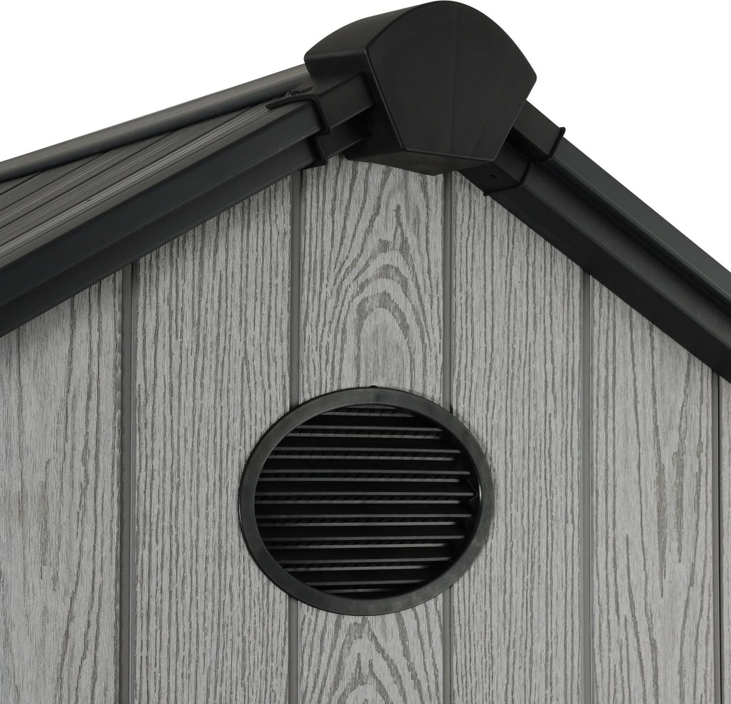 Pro Grade 6ft x 8ft Premium Plastic Double Door Garden Shed - Wood Touch Texture And Maintenance Free