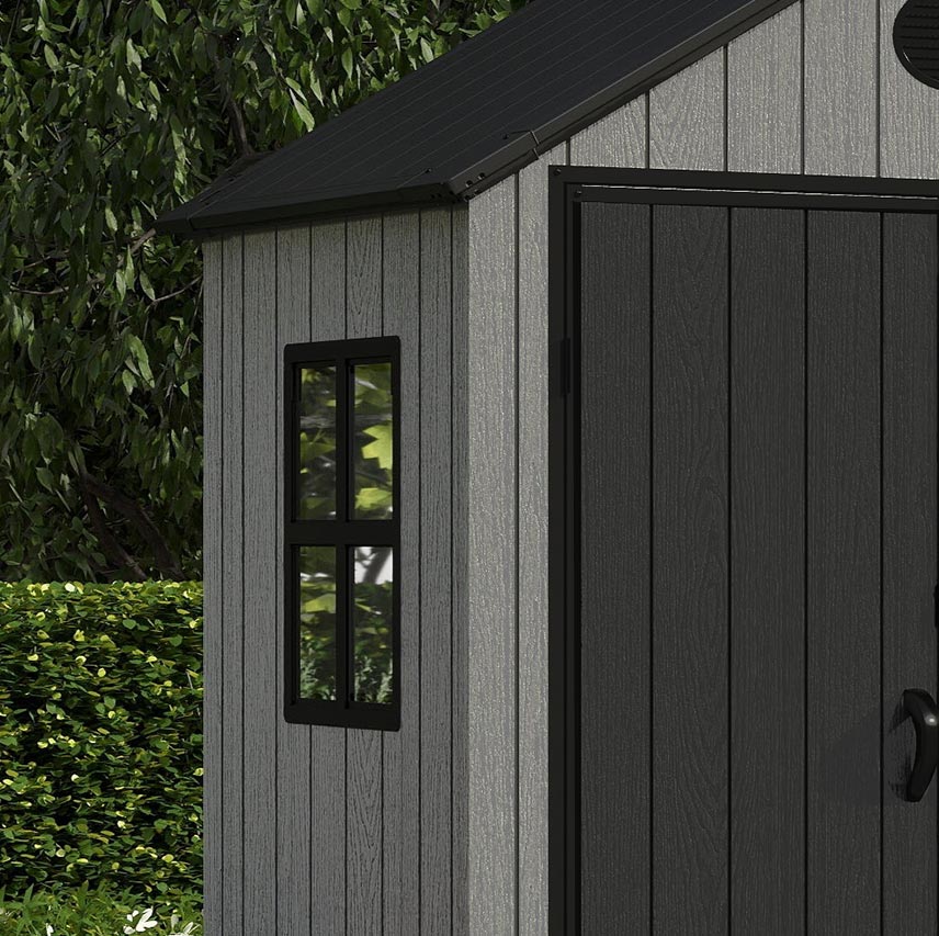 Pro Grade 6ft x 8ft Premium Plastic Double Door Garden Shed - Wood Touch Texture And Maintenance Free