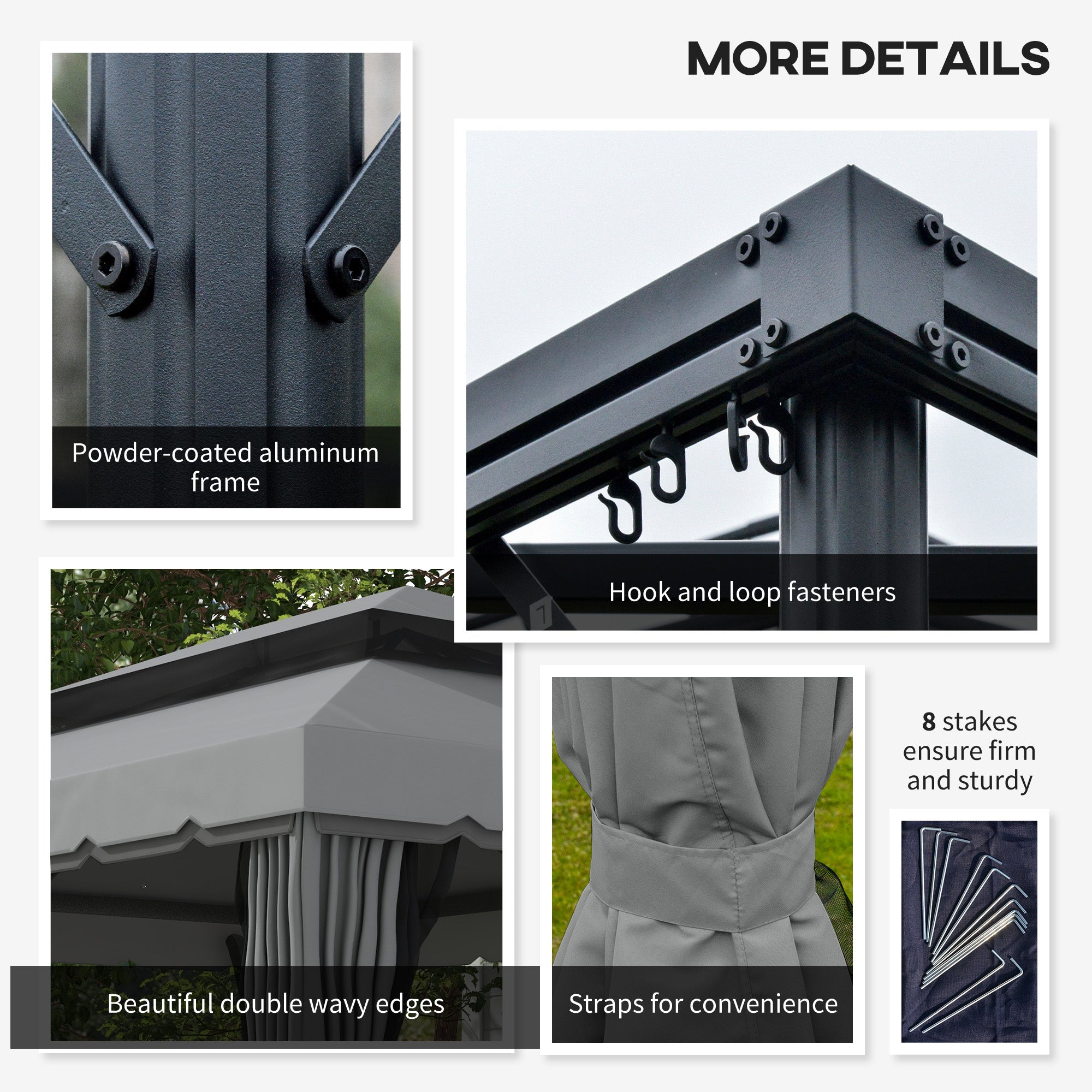 GardenPro Aluminium Garden Gazebo 3x4m Pavilion - Two Tier Canopy With Nets And Curtains