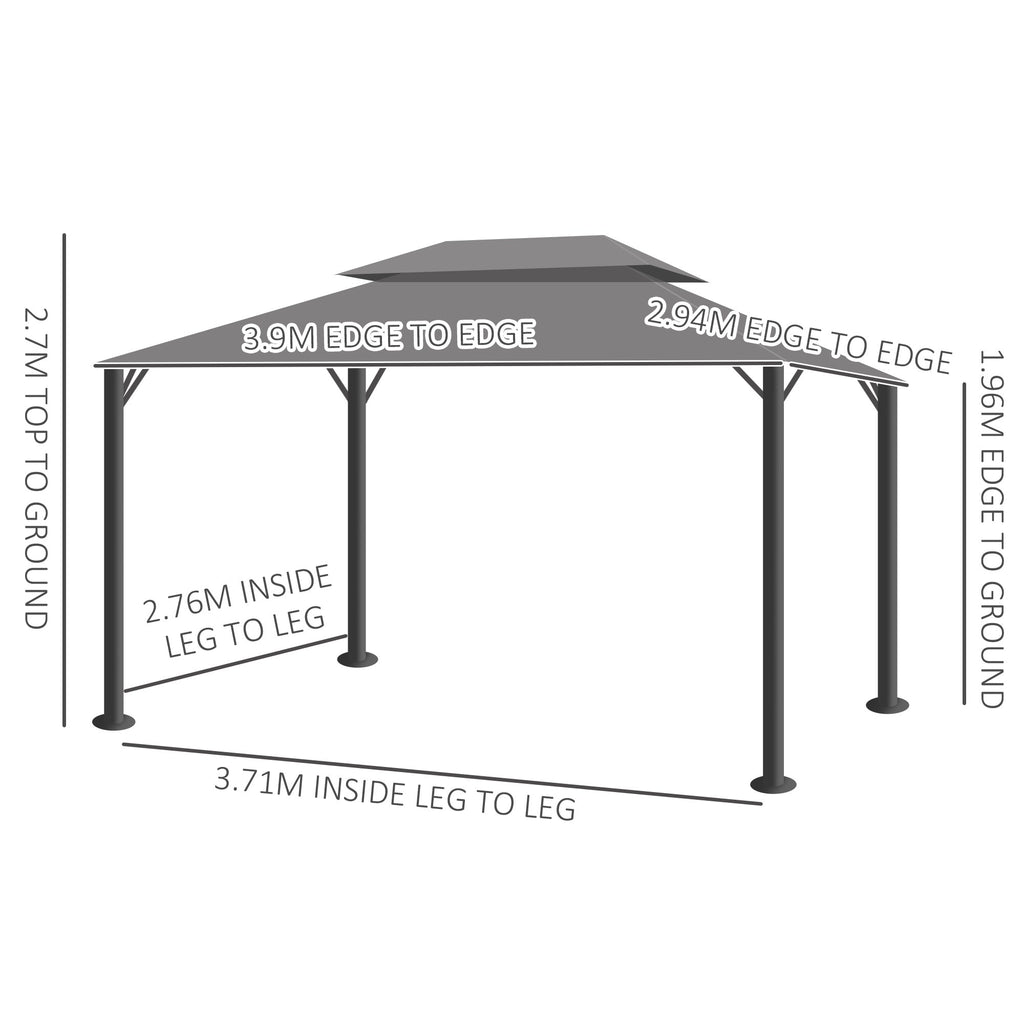 GardenPro Aluminium Garden Gazebo 3x4m Pavilion - Two Tier Canopy With Nets And Curtains