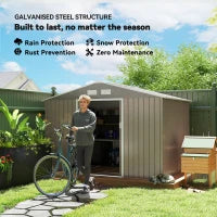 Outsunny 9 X 6ft Steel Garden Shed - Outdoor Storage Tool House With Vents, Foundation And Lockable Double Doors