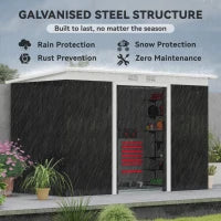 Outsunny 9ft By 4ft Metal Garden Shed With Foundation Kit And Double Doors - Durable Galvanised Steel