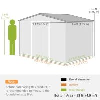 Outsunny 9 x 6ft Metal Garden Shed - Lockable Double Doors Waterproof Galvanised Steel Ventilated Outdoor Storage